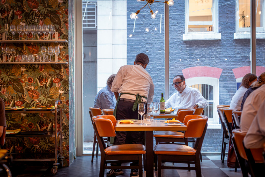 Lunch guests by the window at Chatora City, two minutes from Mansion House in the City of London